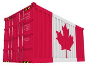 Shipping container with Canada flag