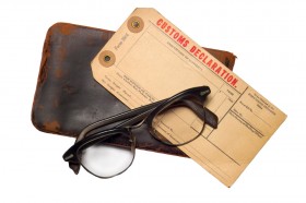 Customs Declaration wallet and glassess